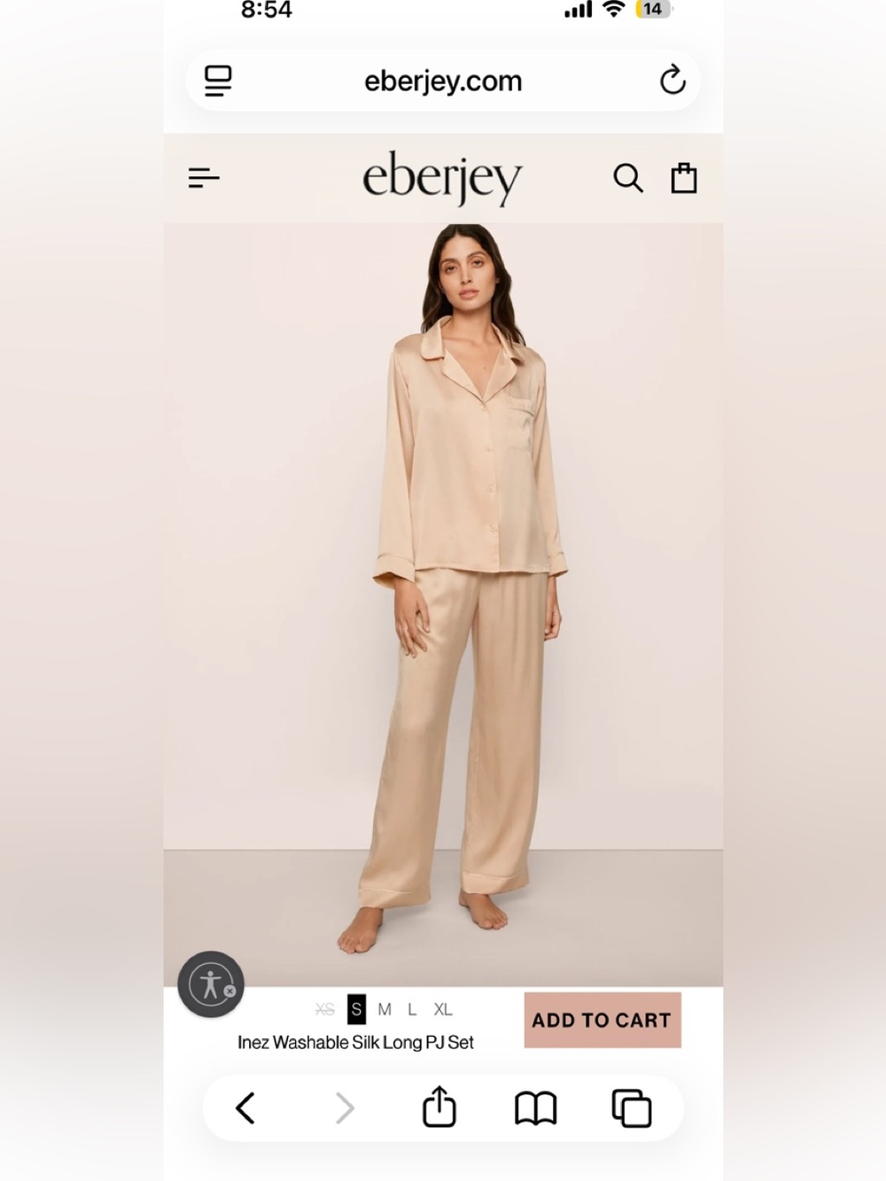 Eberjey Inez Washable Silk Long PJ Set — Rose:champagne